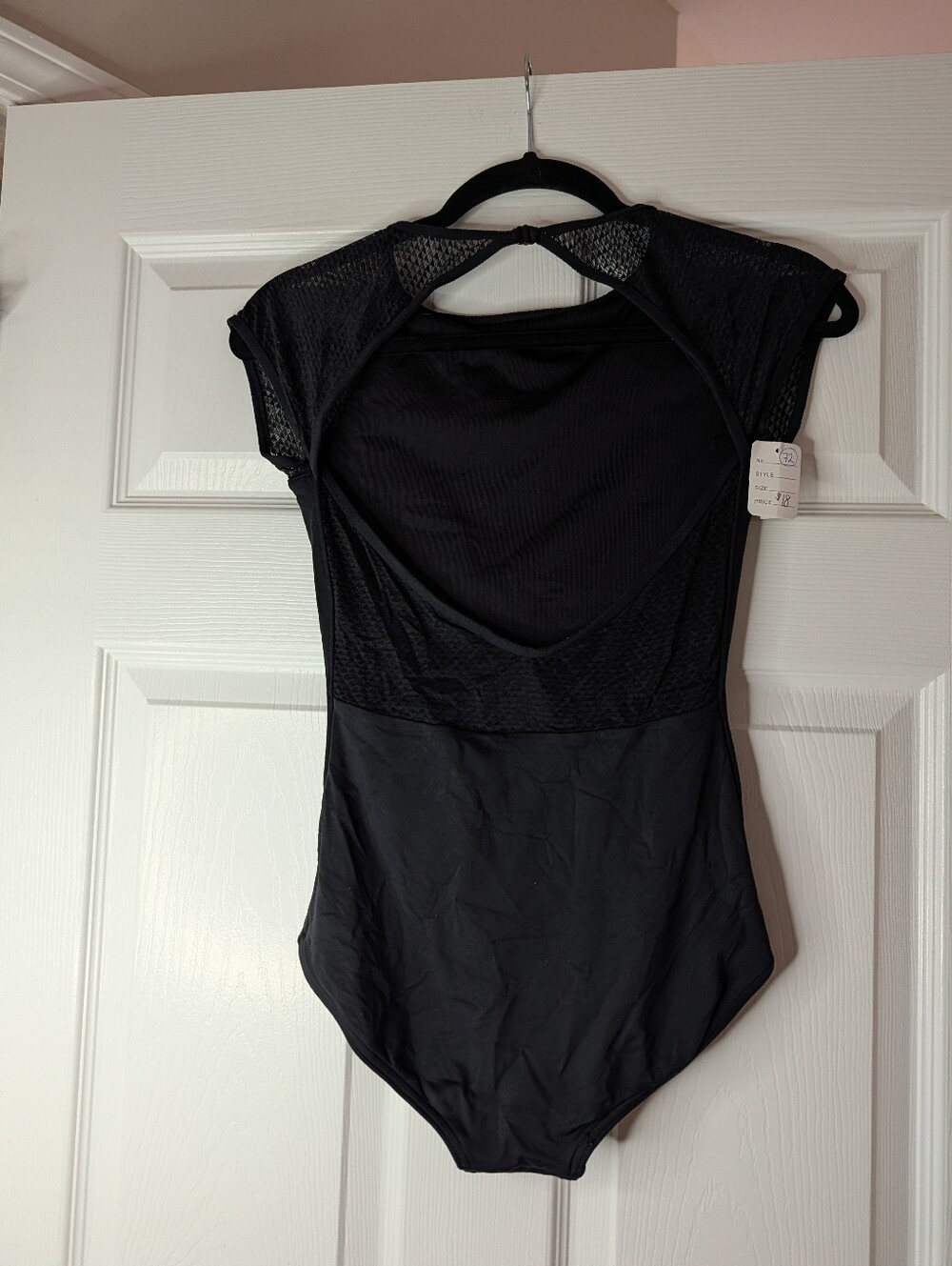 capezio black lace cap sleeve dance leotard bodysuit open back size medium - Picture 3 of 5
